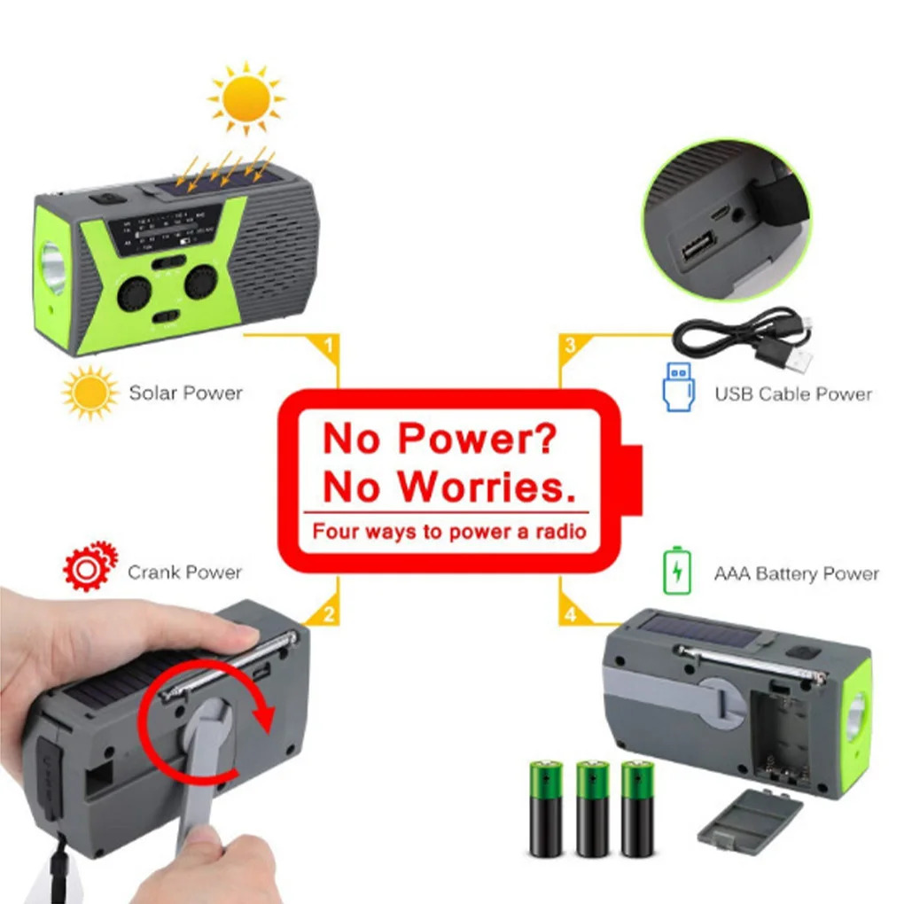 hand crank radio survival solar led flashlight lighting ipx3 waterproof camping phone charger with reading light blue free global shipping