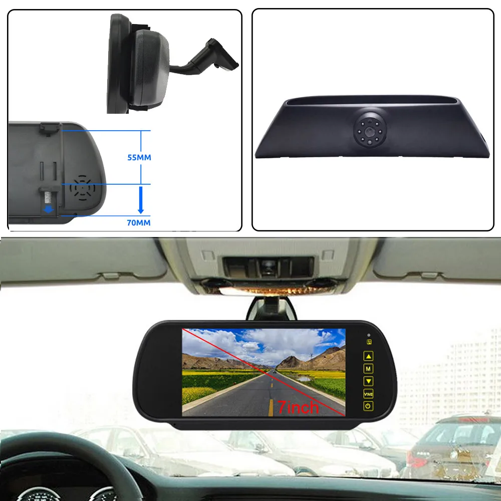 Фото Автомобильная камера заднего вида HD + зеркало 7 дюймов для Fiat VECO Daily 4 Gen 2011-2014 гг. №1