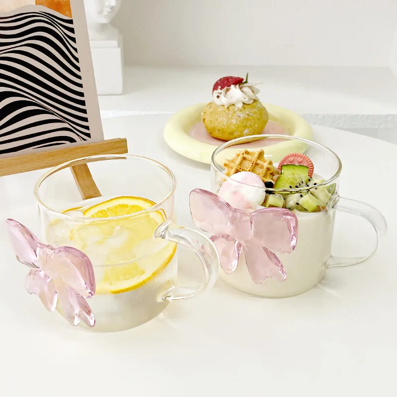 1 шт. 13 унций 400 мл потолочная прозрачная стеклянная чашка с розовым бантом декор