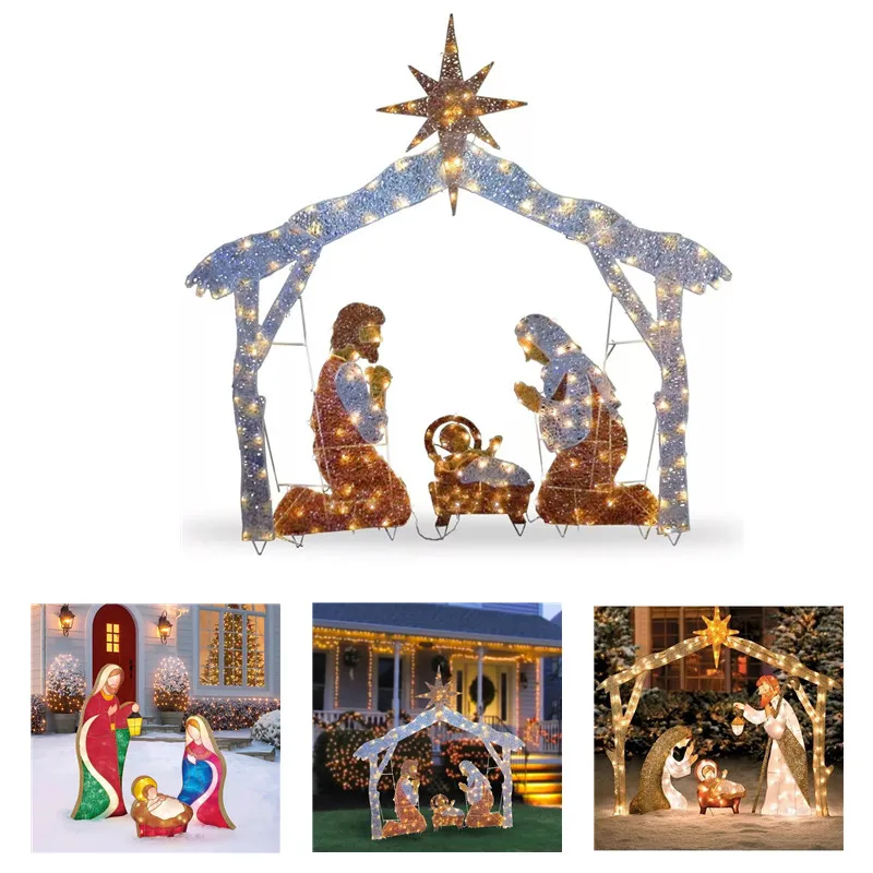 

Рождественская мишура, украшение для дома, белый двор, сад, счастливая семья трех, украшение на День Благодарения, рождественские украшения ...