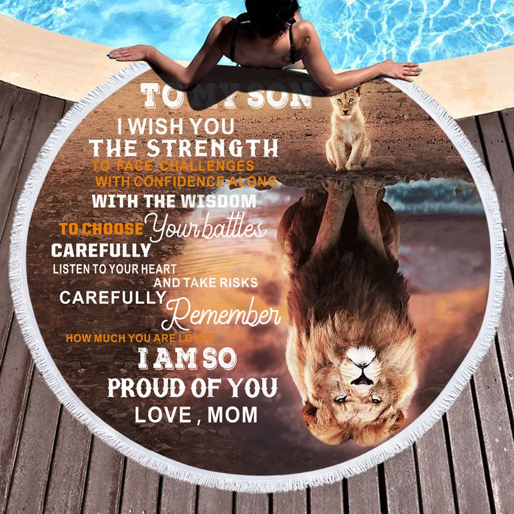 

Round Printed Beach Towel Microfiber Towel Sun Shawl Picnic Mat Seaside Bath Towel With Tassels