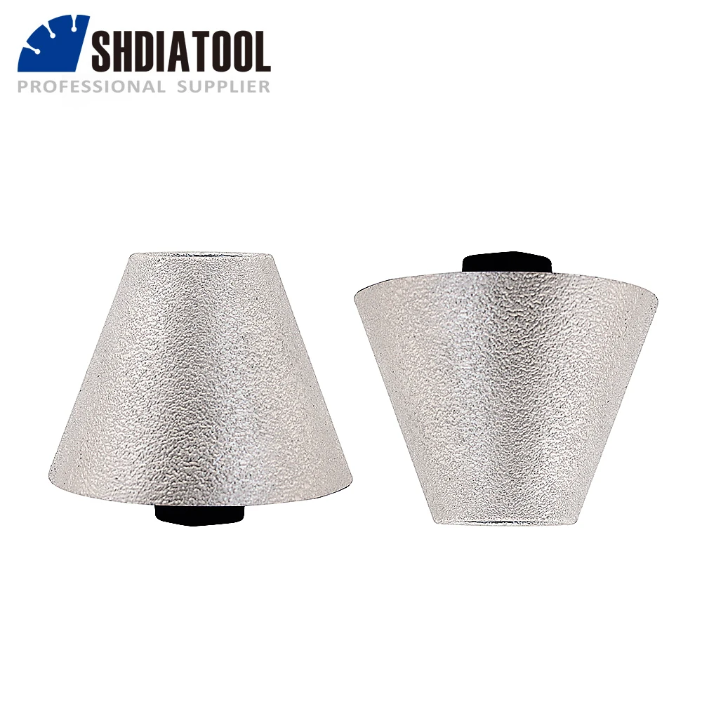 SHDIATOOL 2pcs/pk Dia 75mm Diamond Beveling Chamfer Bits Milling Bits for Tile Marble Porcelain for Angle Grinder M14 Thread