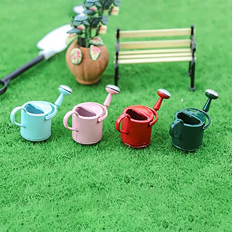 1/12 Dollhouse Miniature Alloy Watering Can Mini Lace-less Sprinkler Garden Scene Decor Toy Model DIY Doll House Accessories