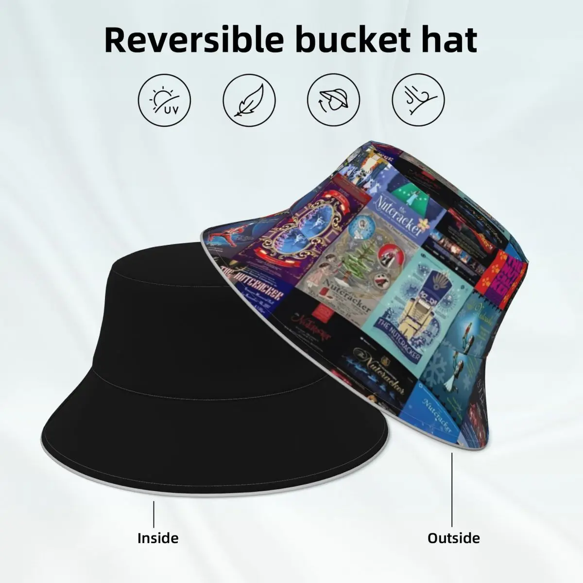 

Nutcracker Ballet Bucket Hat Cute Cartoon Print Original Street Style Fisherman Hats Reversible Printed Reflective Sun Hat