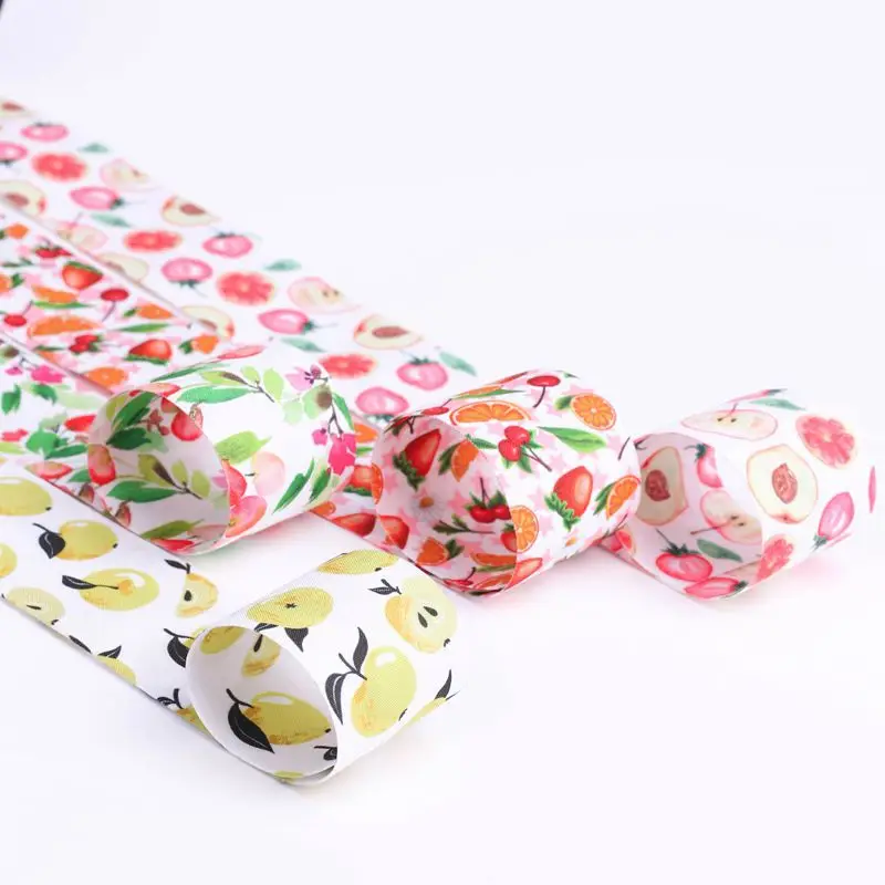 

Двусторонняя лента в виде фруктов, клубники/вишни/груши/персика, 10 ярдов, 25 мм/40 мм, материалы ручной работы «сделай сам», головной убор, бант ...