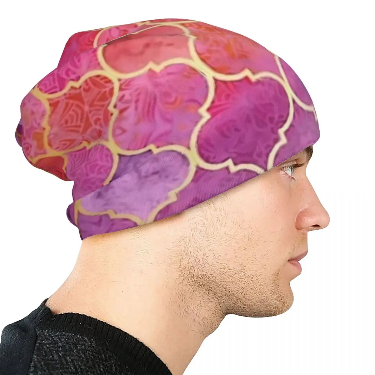 Розовые шапки-бини с эффектом омбре мозаик Морроко шляпы капюшоном мужские и