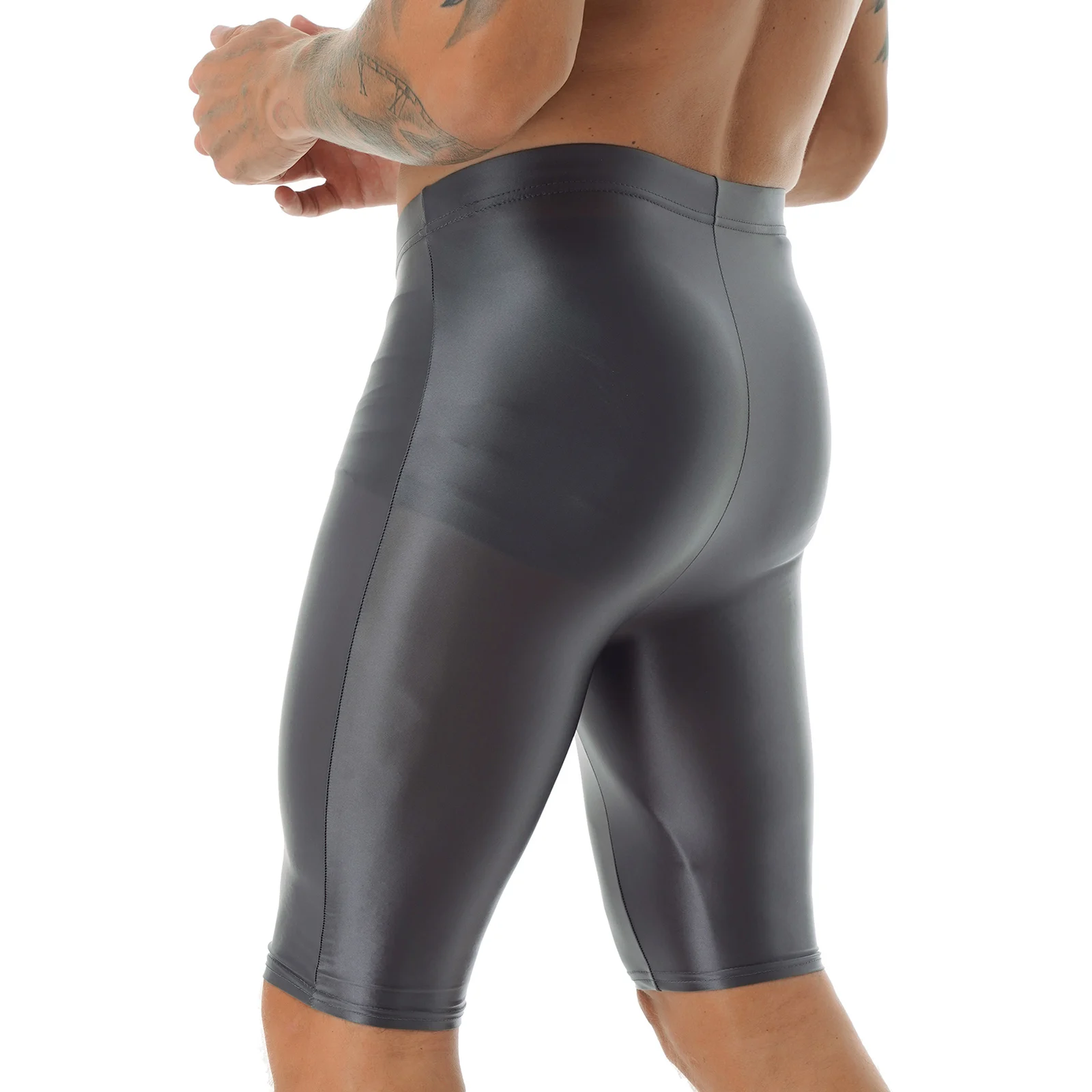 Мужской женский купальник блестящие спортивные короткие леггинсы для фитнеса и
