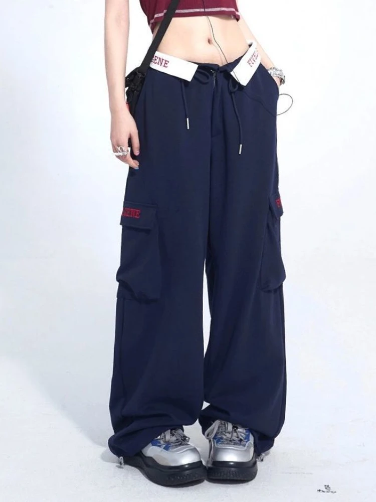

Y2K Women Streetwear Techwear Cargo Korean Harajuku Parachute Baggy Track Pants Sweatpants Wide Leg Joggers Trousers Clothes
