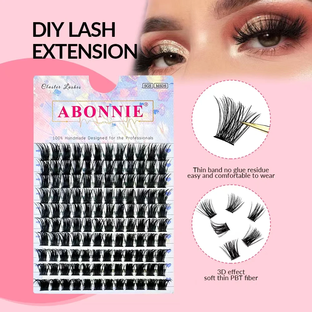 

Abonnie Cluster Lashes Individual Segment 30D 40D Premade Volume Fans Lash Extension Heat Bonded DIY Makeup Natural Lashes