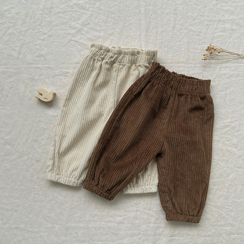 

Autumn Kids Pants Solid Boys Pants Fashion High Quality Corduroy Casual Pants Children's Brief Trousers Elastic Waist Baby Pants