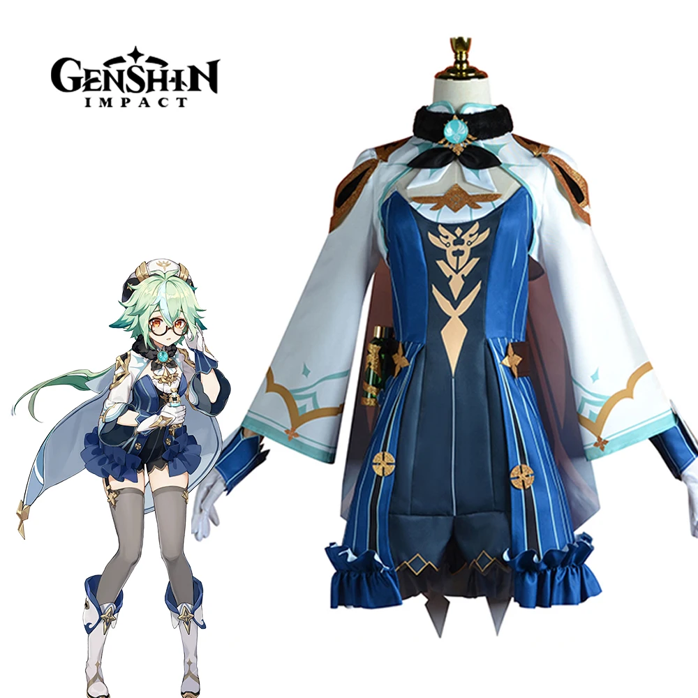 

Sucrose Cosplay Costume for Genshin Impact Game Uniform Outfit Clothes Halloween Party Full Set Anime Wig Shoes Women