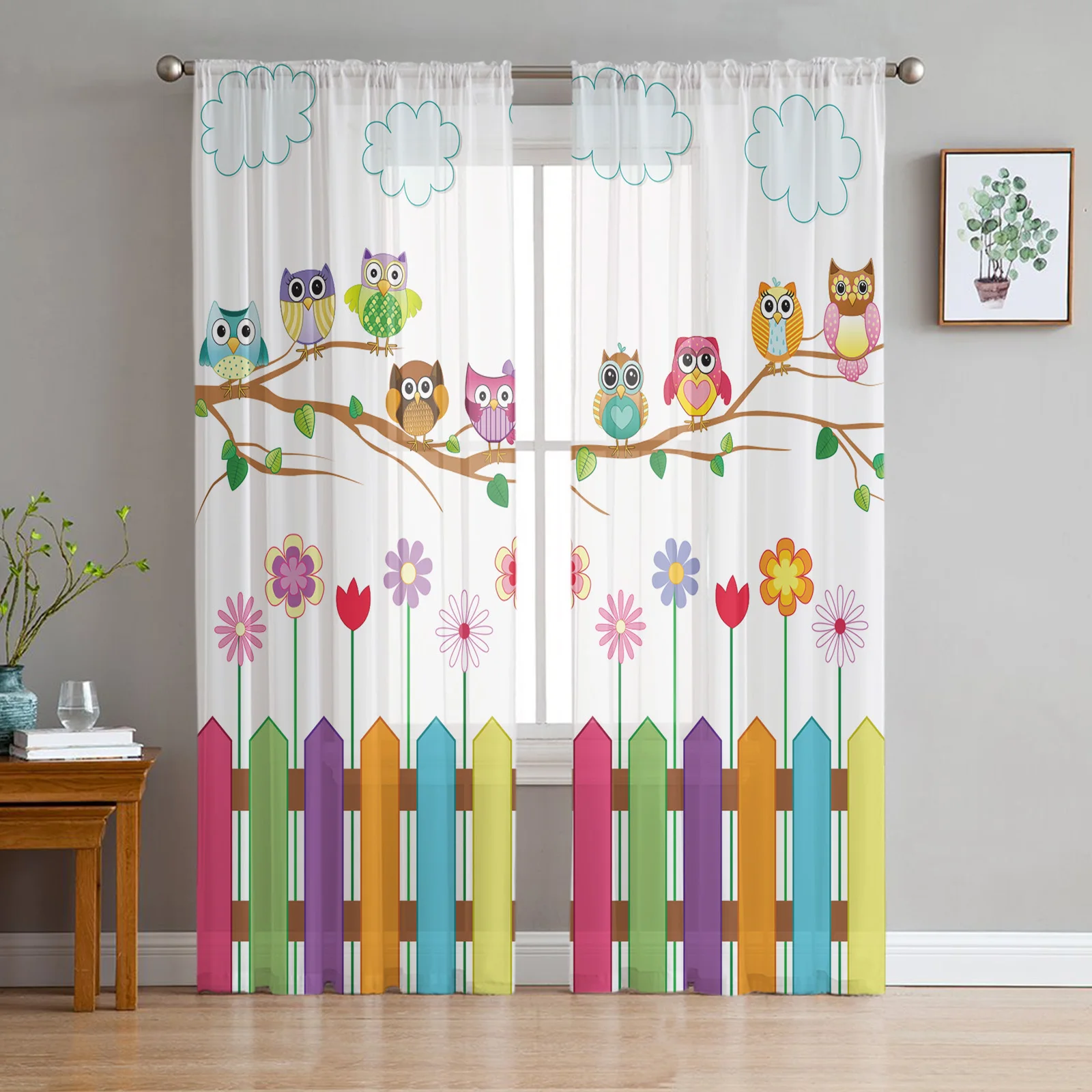 

Мультяшные Детские занавески с изображением милой совы для гостиной, вуаль для окна, шторы для спальни, Фотошторы для кухни