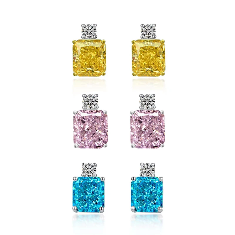 

LY 925 Sterling Silver Asscher Cut Created Moissanite Gemstone Engagement Luxury Drop Dangle Earrings Fine Jewelry Gifts