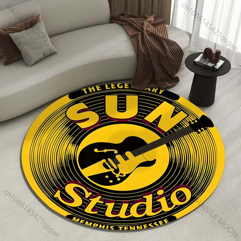 Фото Круглый ковер с логотипом Legendary Music Studio, для гостиной, под диван или стол, большой коврик для домашних животных, мягкий круглый ковер, декор для дома. №1