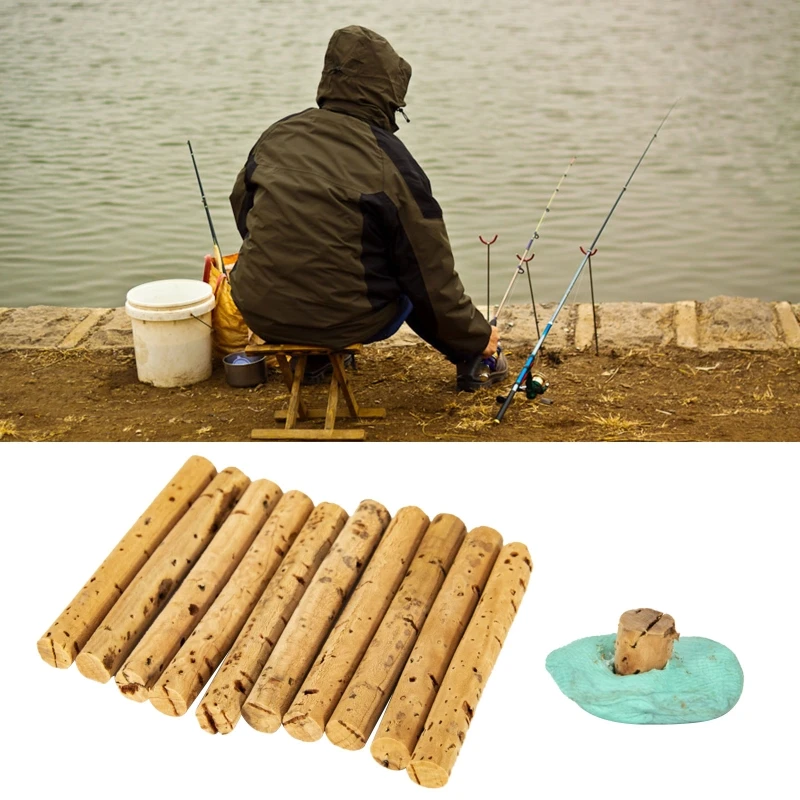 

10PCS Carp Fishing Bait Float Sticks Better Buoyancy Eco-friendly Cork Wood Floats Carp Fishing Bait for Granular Lures
