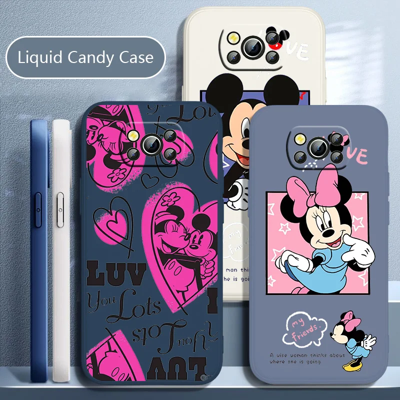 

Disney Mickey Minnie Mouse Phone Case For XiaoMi POCO X2 X3 X4 GT NFC Pro M3 M4 Pro F3 F4 GT C3 C31 C40 Liquid Rope Funda Cover