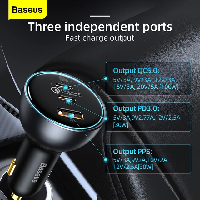 Baseus 160W Car Charger Quick Charge QC 5.0 4.0 3.0 PD Charger For Macbook iPad Pro Laptop USB Type C Charger For iPhone Xiaomi 2