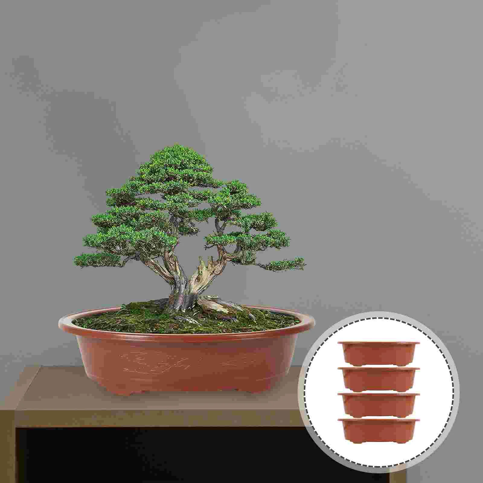 

4 Pcs Plastic Flower Pot Planting Home Bonsai Indoor Planter Pots Plants Household Bowl Planters Outdoor Holder Flowers Garden