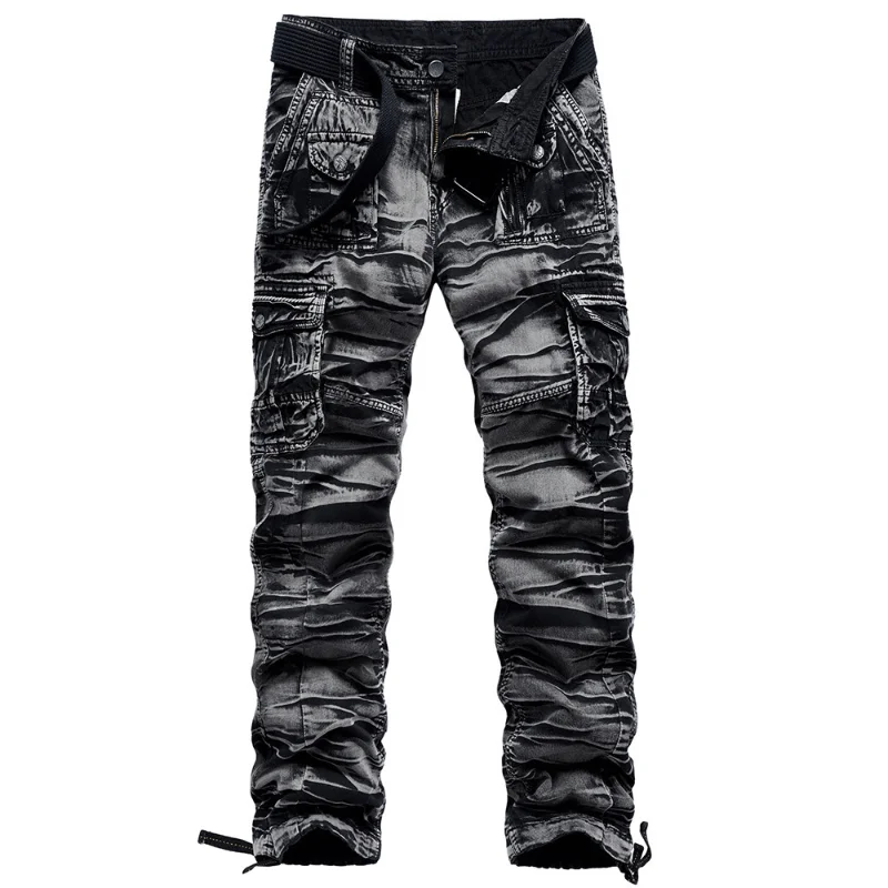 Men's Workwear Pants European and American Outdoor Cotton Loose Multi Bag Pants Wear-resistant Training Pants