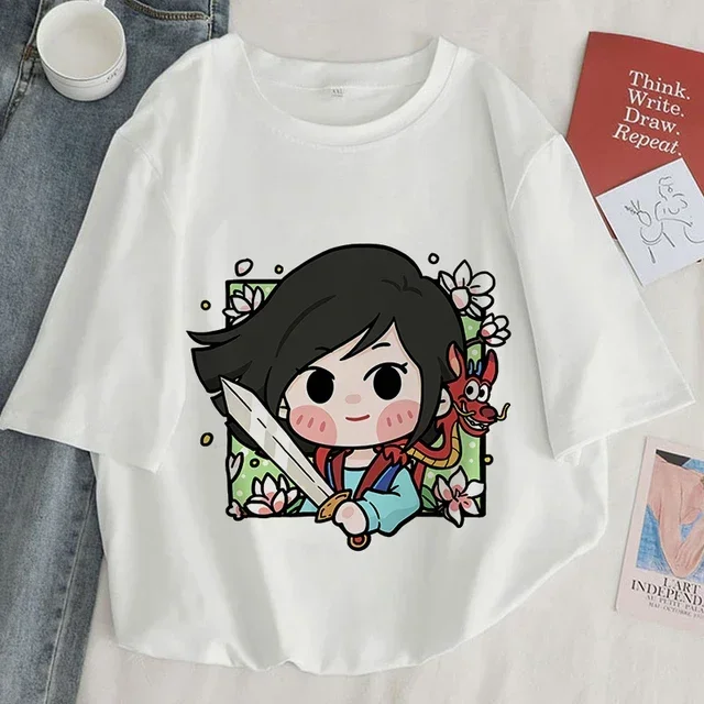 Cute Princess Graphic T-shirt Anime Cartoon Snow White Kawaii T Shirt for Women Fashion Summer Short Sleeves Clothing Tees Tops