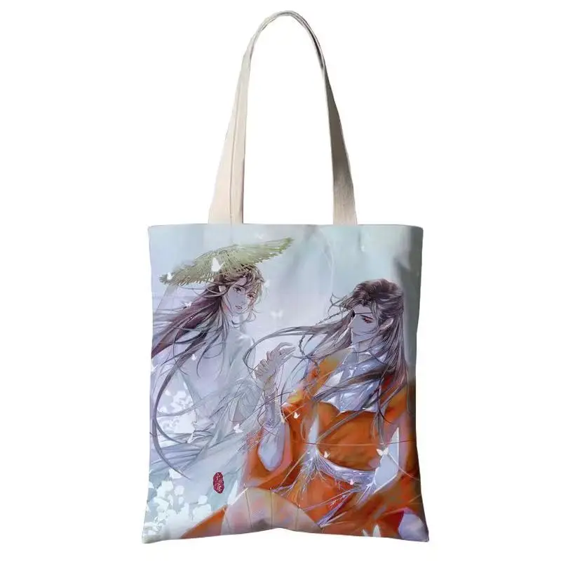 Холщовая Повседневная сумка для покупок с аниме небесные благословения сумочка