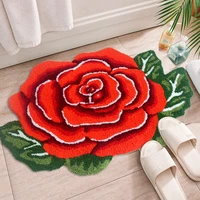 irregular rose flower bathroom mat fashion embroidery carpet living room doormat anti slip floor mat home decor rug 80x58cm