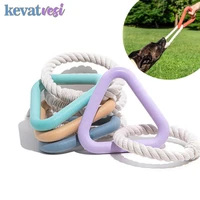 pet dog interactive toy triangle shape tpr dog toy cotton rope training pet toys for large small dogs chew toy pet supplies