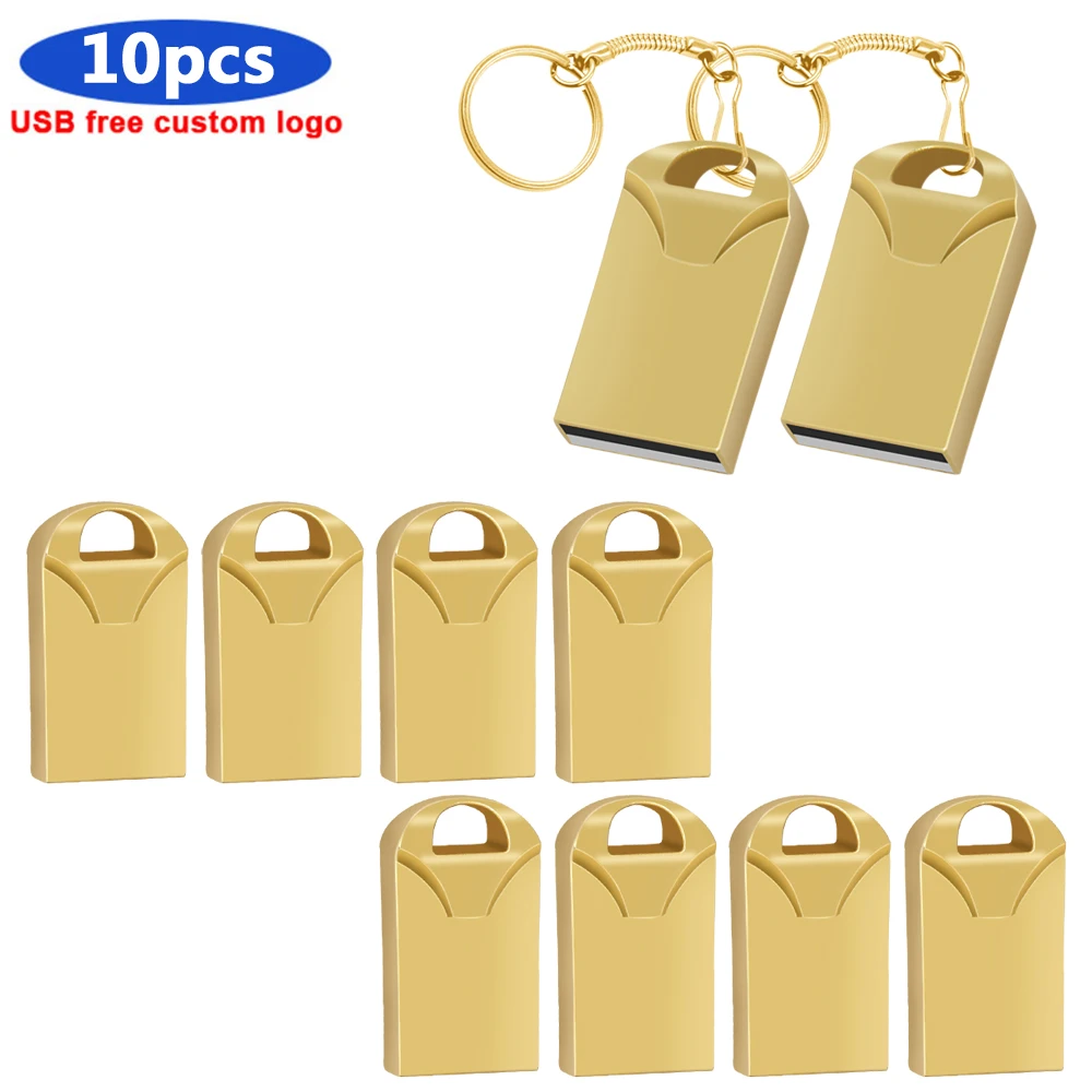 

10PCS/lot USB Stick Mini Pen Drive USB Flash Drives 128 Gb Pendrive 64gb 32gb 16gb Metal Disk Cle USB Free Custom Logo