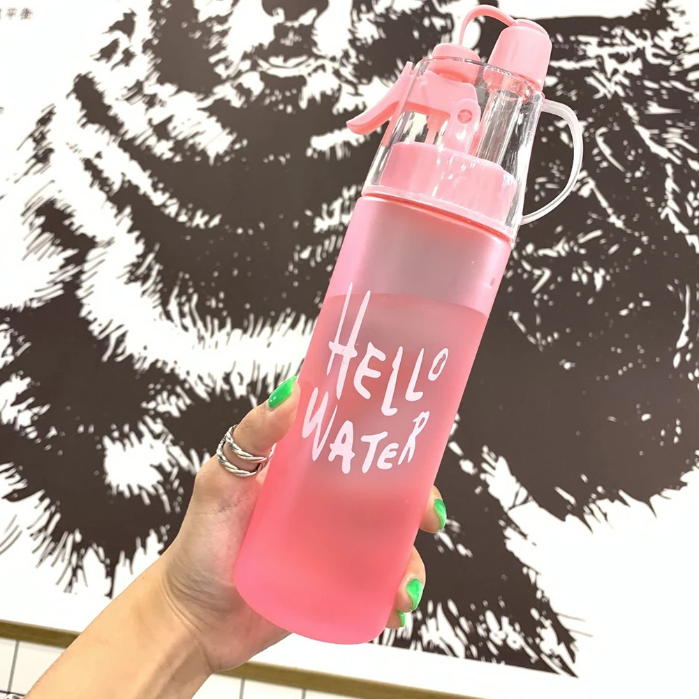 

580 мл твердый пластиковый спрей с ручкой круглая Летняя Спортивная бутылка для воды портативный шейкер для альпинизма на открытом воздухе д...