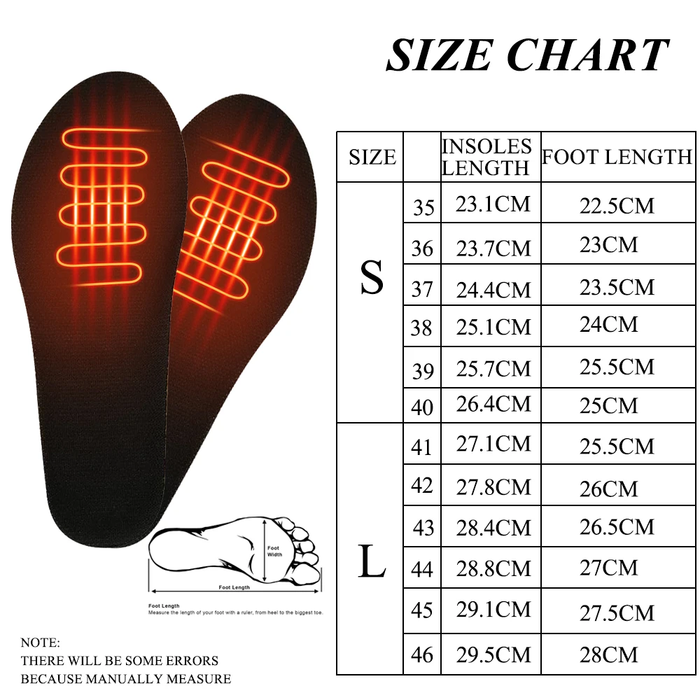 2000mAh Remote Control Heating Insole with Rechargeable Battery Heated Insoles Winter Shoes Pads For Ski Hunting Size-EUR35-46#
