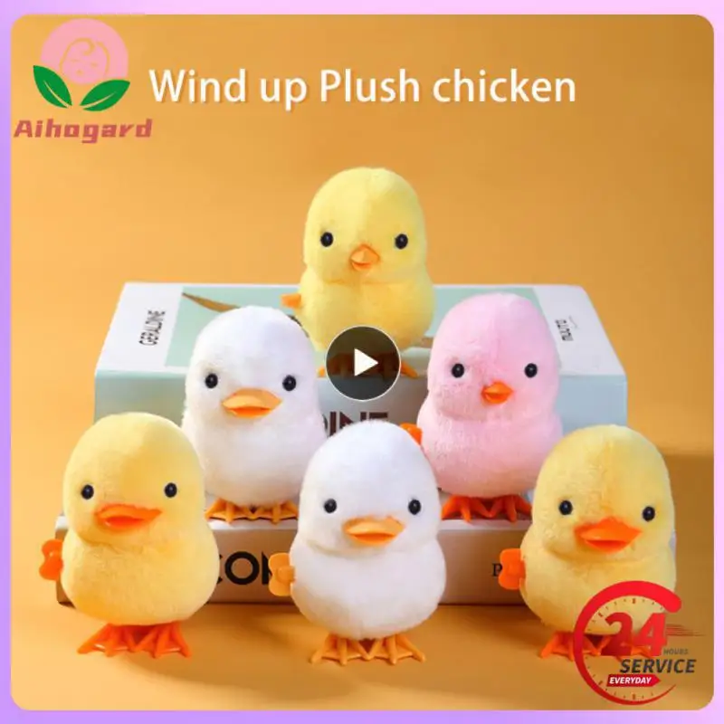 

1~10PCS Plush Jumping Duck 6x8x9cm Cartoon Jumping Chicken Puzzle Funny Soft Clockwork Toy Spring Braking