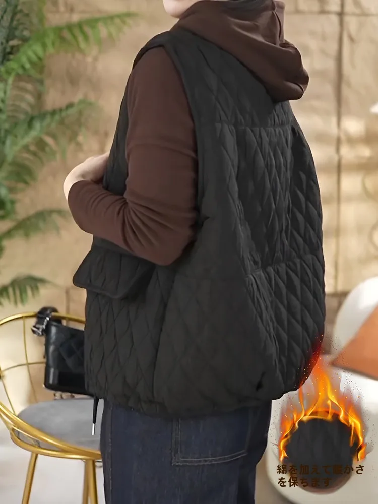Большие размеры осенне-зимний молодежный повседневный женский хлопковый жилет с