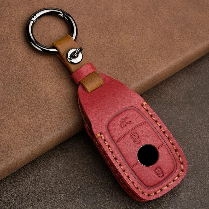 

Leather Car Key Case Cover For Mercedes Benz A C E S Class W221 W177 W205 W213 Car-Styling Holder Shell Accessories Key Bag