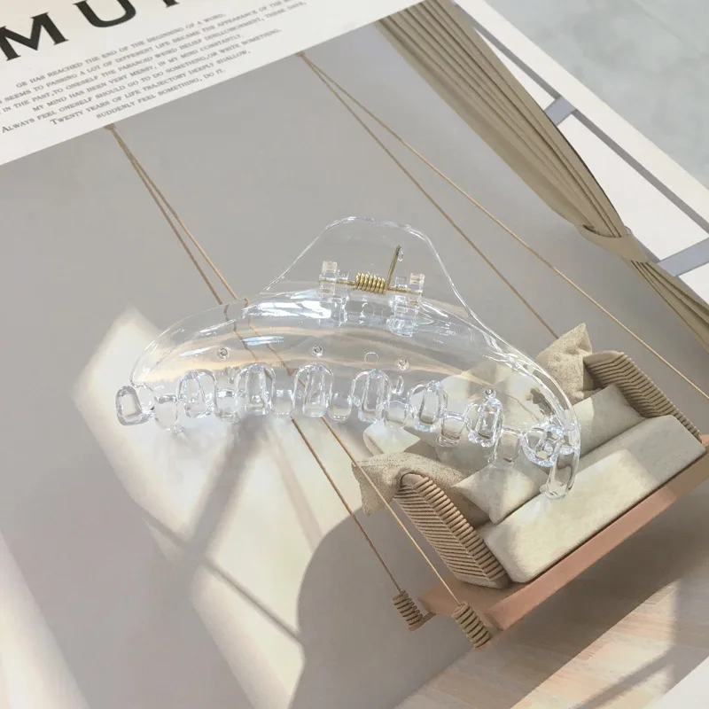 Прозрачная Заколка-краб для волос однотонная акриловая заколка-Пряжка Винтажная