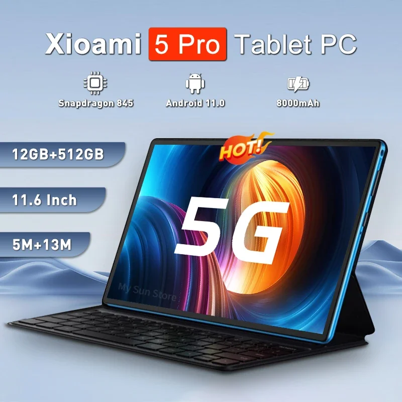 

2023 Original Pad 5 Pro Tablet 128GB/256GB/512GB ROM Global Version Tablette Android 11.0 Snapdragon 845 5G WIFI