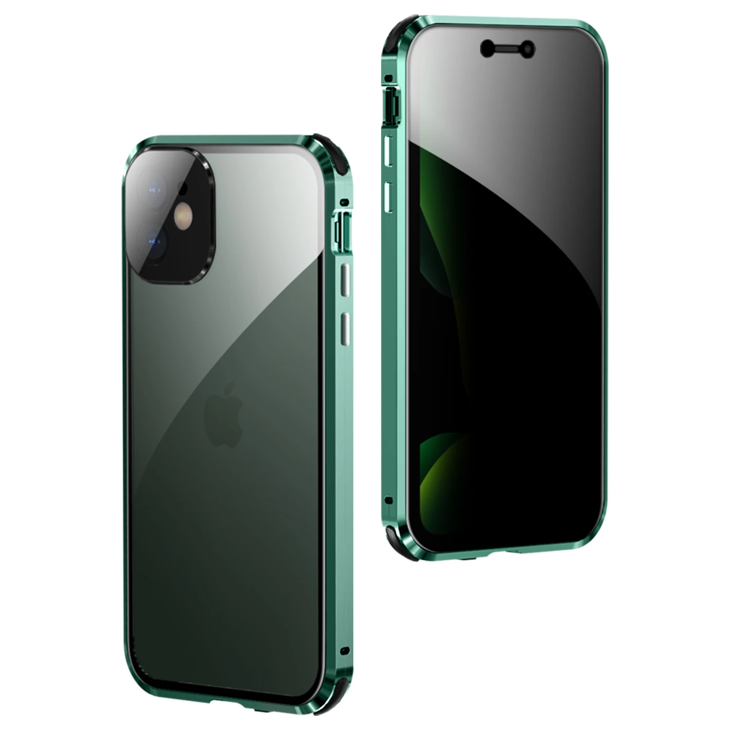 

for iPhone 11 anti-peeping self-locking magnetic suction double-sided glass mobile phone case 12mini protective case