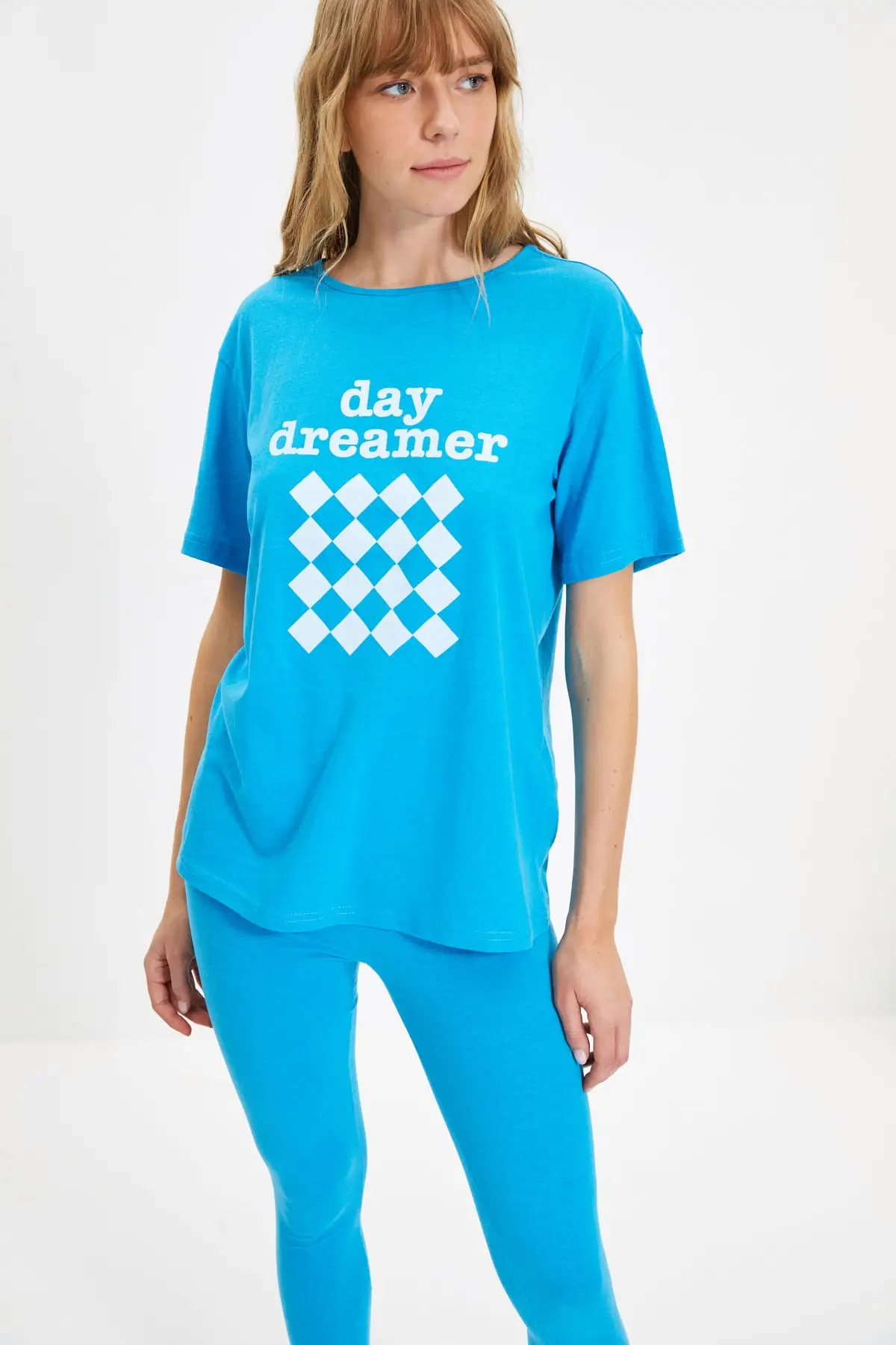

Trendyol Blue Printed Knitted Pajamas Set THMAW22PT0308