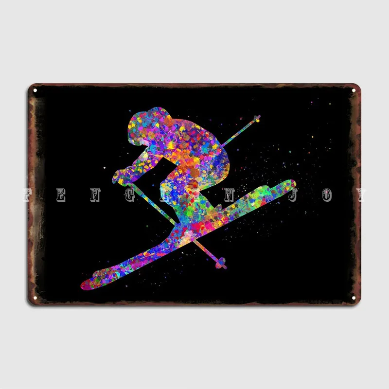 

Skiing Metal Plaque Poster Printing Plates Club Bar Wall Mural Tin Sign Posters