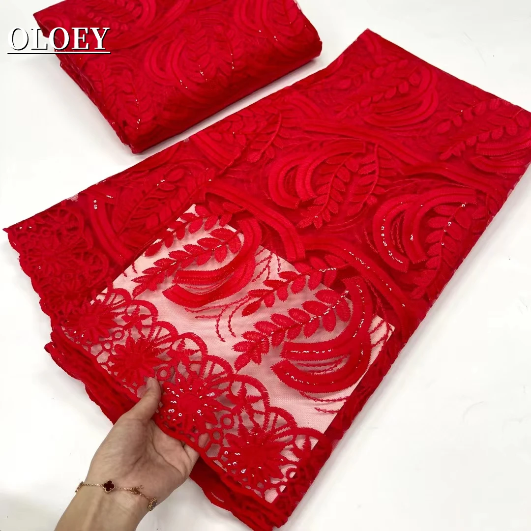 

Elegant French Mesh Lace Fabric African Embroidery Sequins Lace Fabric For Wedding Party Dress JY7167