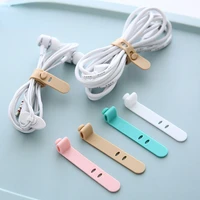 5pc silicone cable strap clips wire organizer data cable reusable cable tie 2 holes beam line cord winder holder keeper manager