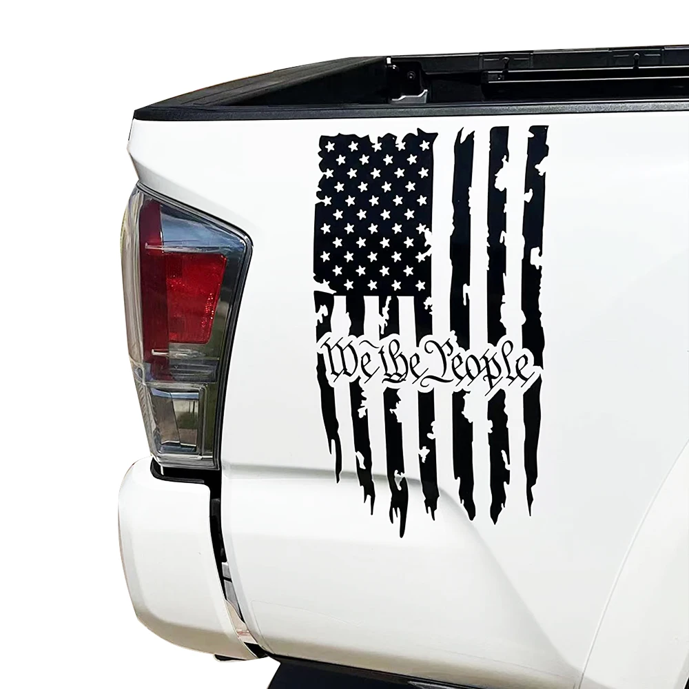 

Stylish We The People Distressed American USA US Flag Truck Tailgate Vinyl Decal Pickup Trucks Rear Car Sticker Car Styling