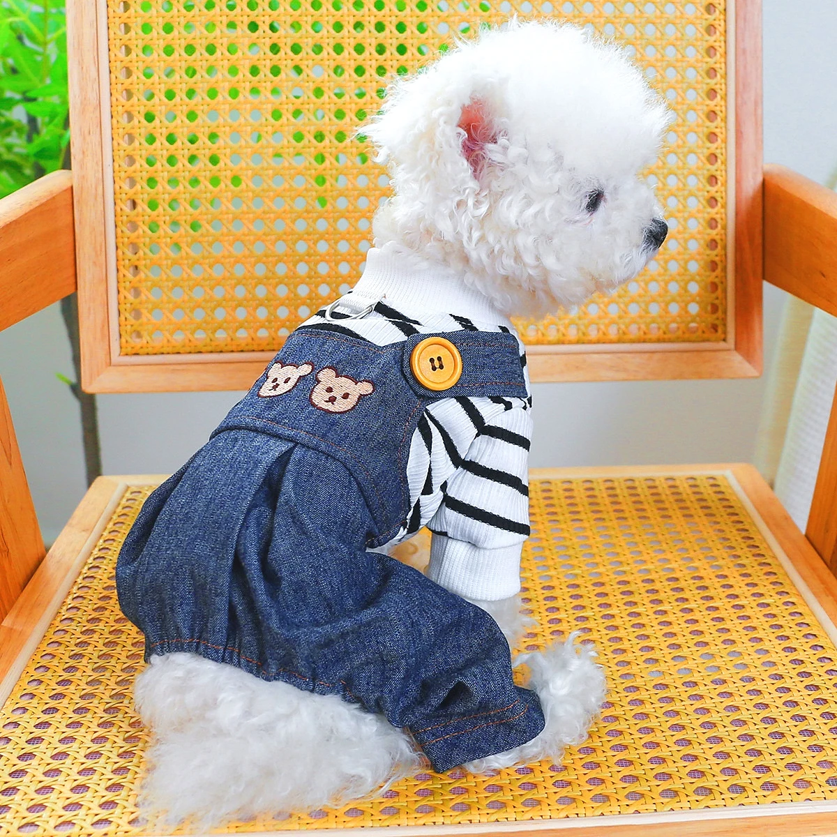 

Ropa Para Perros Cat Clothes Braces Dog Clothes Traction Chest Back Bear Head Jeans Pet Supplies