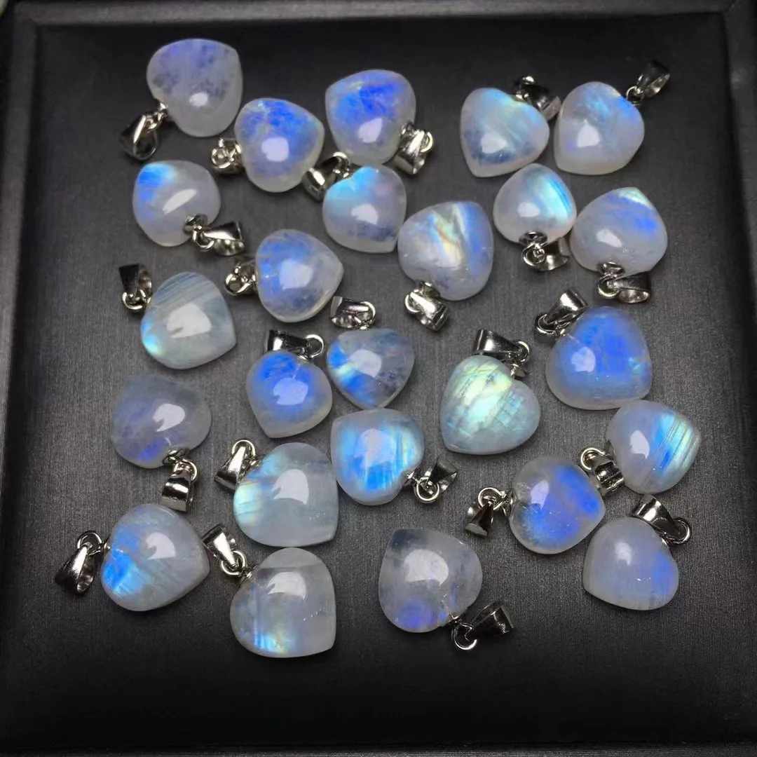 

Пряжка из серебра 925 пробы, популярная распродажа, подвеска из натурального блестящего синего лунного камня со стразами, лечебные ювелирные изделия, подарок для друзей