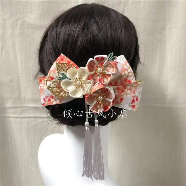 

Japanese Sakura Bow Tassel Hair Accessories Japanese Zefeng Lolita Large Edge Clip Japanese New Back Head Headdress