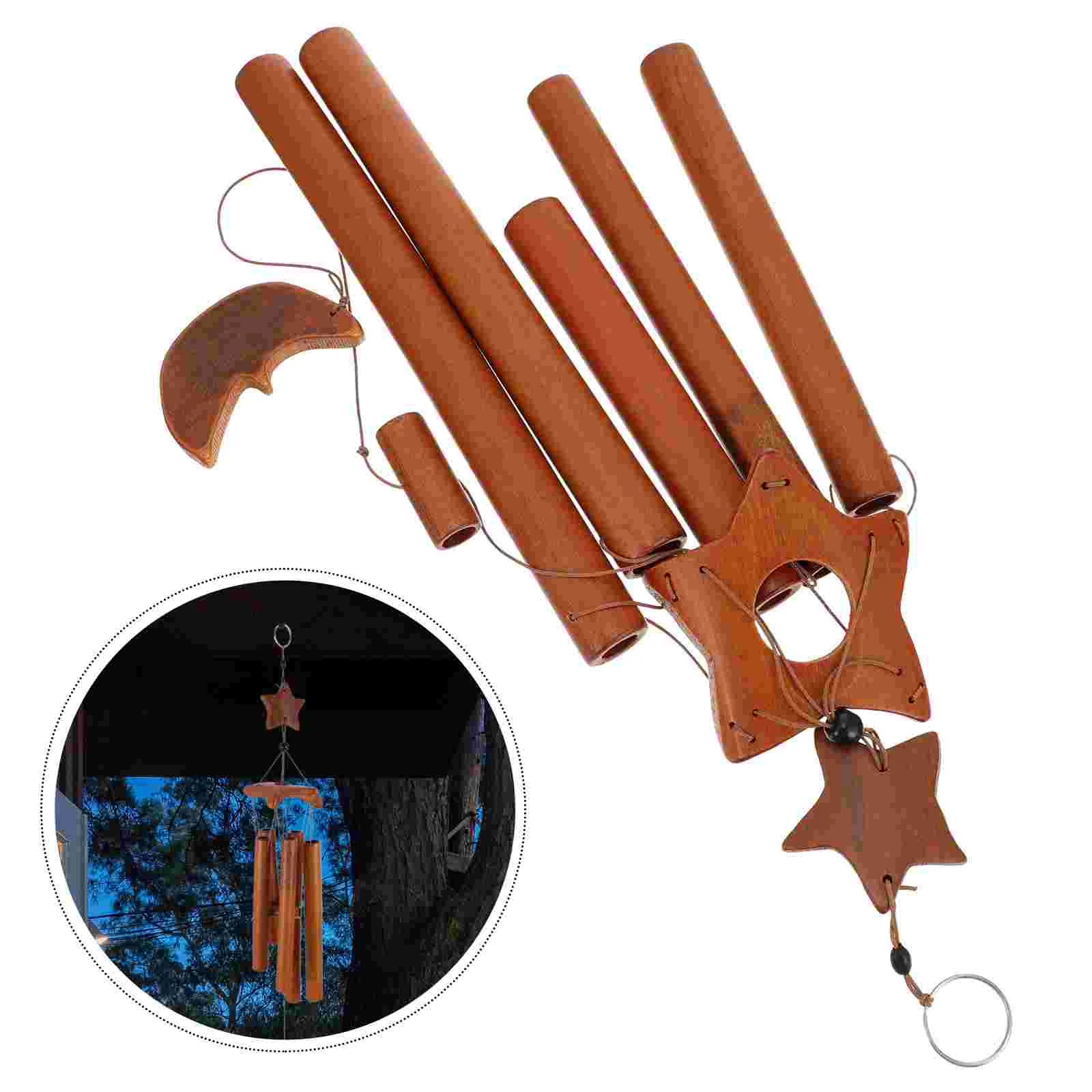 

Wooden Wind Chimes Soothing Melodic Tones Wind Chimes Hanging Star Decoration Windows Deep Tone Wind Chime Pendant for Patio