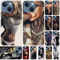 silicone soft coque shell case for apple iphone 13 12 11 pro x xs max xr 6 6s 7 8 plus mini se 2020 sexy sleeve tattoo girl