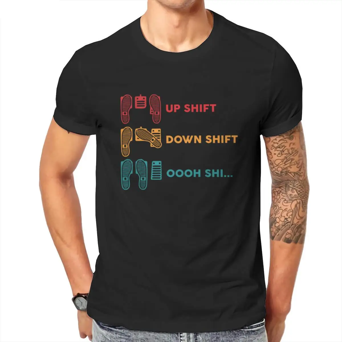 

Wholesale Up Shift Down Shift Oh Sh Shirt Car Pedal Funny Mens Tall T-Shirt Woman Vintage 90s Aesthetic Men Clothing 103149