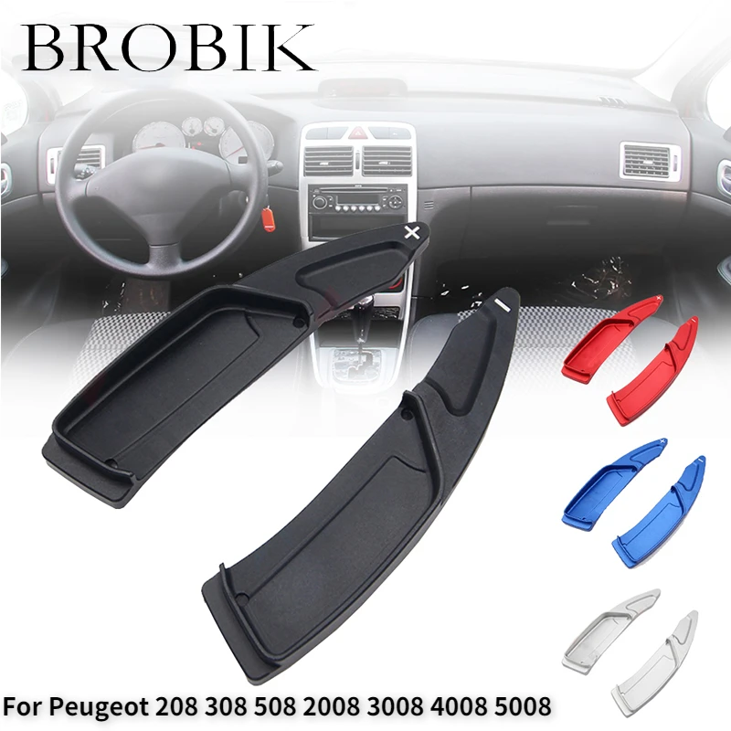 

BROBIK For Peugeot 208 308 508 2008 3008 4008 5008 Aluminum Car Steering Wheel Shift Paddle Shifter Extension Steering Wheel Hub