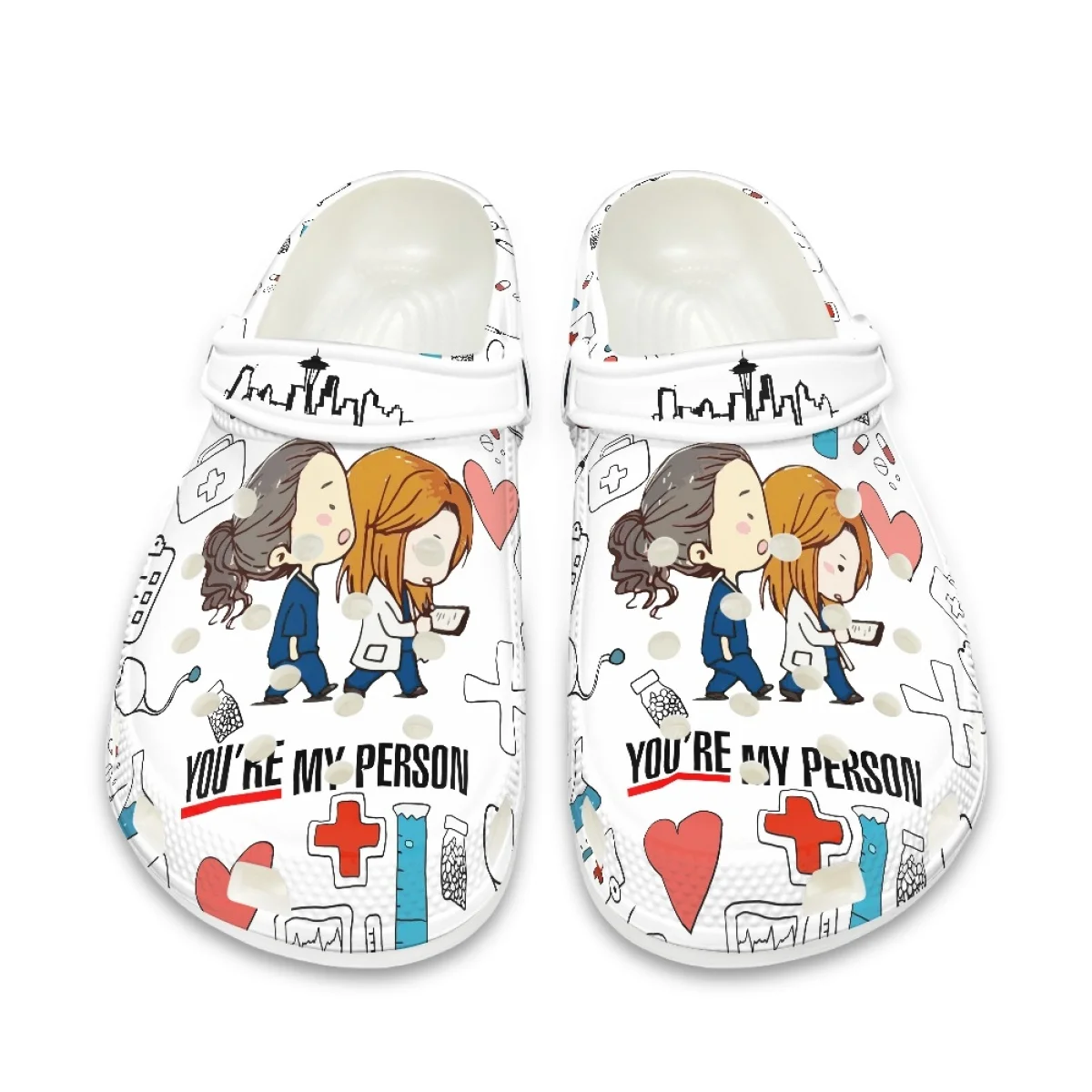 

New Fashion Anatomy Print Hospital Work Adults Clog Shoes Non-Slip Breathable Nursing Slippers Medical Student Flats Sandalias