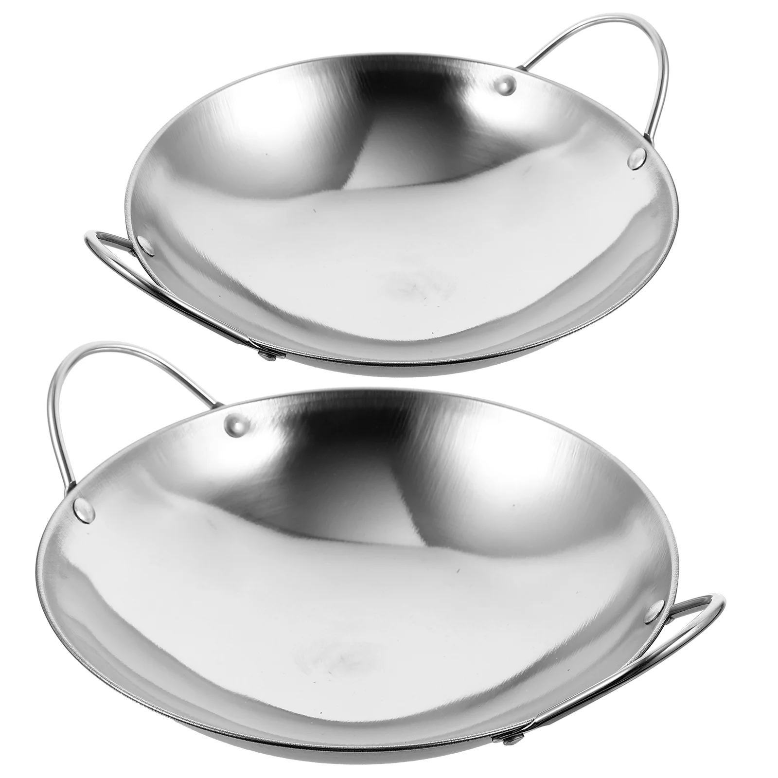 

2 Pcs Stainless Steel Griddle Camping Camping Camping Cookware Stove Pans Cooking Small Hot Pot Household Kitchen